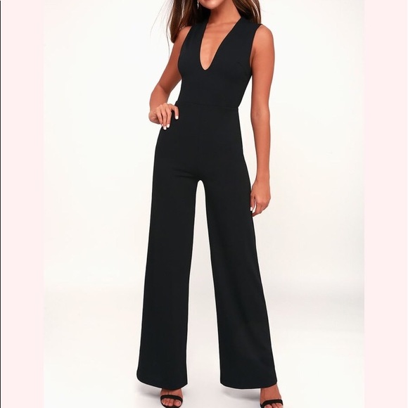 Lulus Pants - Lulu’s Thinking Out Loud Backless Jumpsuit